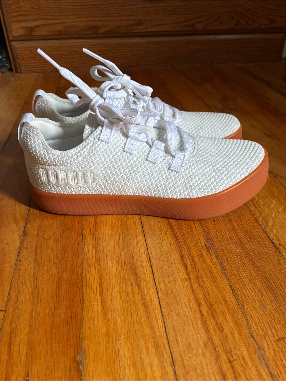 NOBULL White Knit Sneakers with Coral Sole - Women